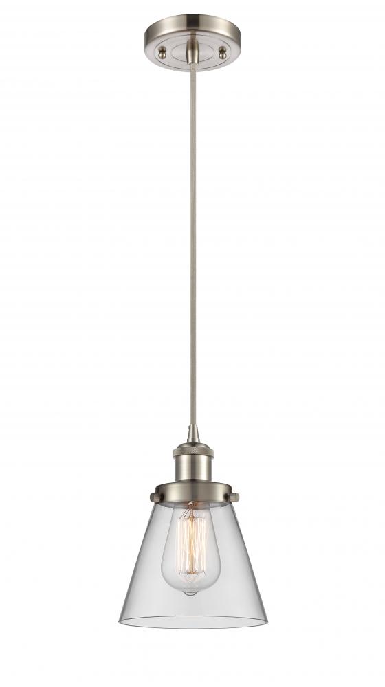 Cone - 1 Light - 6 inch - Brushed Satin Nickel - Cord hung - Mini Pendant