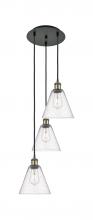 Innovations Lighting 113B-3P-BAB-GBC-84 - Berkshire - 3 Light - 15 inch - Black Antique Brass - Cord Hung - Multi Pendant