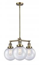 Innovations Lighting 207-AB-G204-8 - Beacon - 3 Light - 22 inch - Antique Brass - Stem Hung - Chandelier