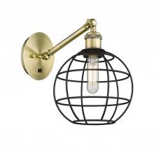 Innovations Lighting 317-1W-AB-CE-8-BK - Lake Placid - 1 Light - 8 inch - Antique Brass - Sconce