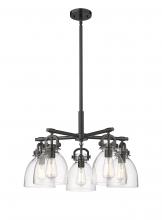 Innovations Lighting 410-5CR-BK-G412-7CL - Newton Bell - 5 Light - 26 inch - Matte Black - Chandelier