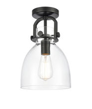 Innovations Lighting 412-1F-BK-8CL - Newton Bell - 1 Light - 8 inch - Matte Black - Flush Mount