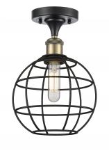 Innovations Lighting 516-1C-BAB-CE-8-BK - Lake Placid - 1 Light - 8 inch - Black Antique Brass - Semi-Flush Mount