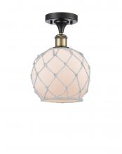 Innovations Lighting 516-1C-BAB-G121-8RW - Farmhouse Rope - 1 Light - 8 inch - Black Antique Brass - Semi-Flush Mount