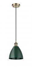 Innovations Lighting 516-1P-AB-MBD-75-GR - Plymouth - 1 Light - 8 inch - Antique Brass - Cord hung - Mini Pendant