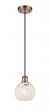 Innovations Lighting 516-1P-AC-G1216-6WM - White Mouchette - 1 Light - 6 inch - Antique Copper - Cord Hung - Mini Pendant