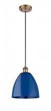 Innovations Lighting 516-1P-BB-MBD-9-BL - Plymouth - 1 Light - 9 inch - Brushed Brass - Cord hung - Mini Pendant