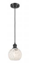 Innovations Lighting 516-1P-BK-G1216-6WM - White Mouchette - 1 Light - 6 inch - Matte Black - Cord Hung - Mini Pendant