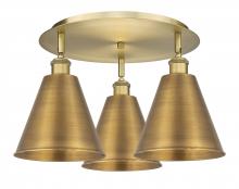 Innovations Lighting 516-3C-BB-MBC-8-BB - Berkshire - 3 Light - 20 inch - Brushed Brass - Flush Mount