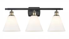 Innovations Lighting 516-3W-BAB-GBC-81 - Berkshire - 3 Light - 28 inch - Black Antique Brass - Bath Vanity Light