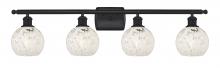 Innovations Lighting 516-4W-BK-G1216-6WM - White Mouchette - 4 Light - 36 inch - Matte Black - Bath Vanity Light