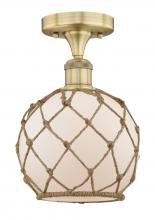 Innovations Lighting 616-1F-BB-G121-8RB - Farmhouse Rope - 1 Light - 8 inch - Brushed Brass - Semi-Flush Mount