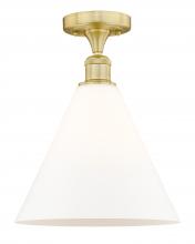 Innovations Lighting 616-1F-SG-GBC-121 - Berkshire - 1 Light - 12 inch - Satin Gold - Semi-Flush Mount