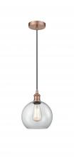 Innovations Lighting 616-1P-AC-G122-8 - Athens - 1 Light - 8 inch - Antique Copper - Cord hung - Mini Pendant