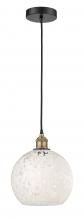 Innovations Lighting 616-1P-BAB-G1216-10WM - White Mouchette - 1 Light - 10 inch - Black Antique Brass - Cord Hung - Mini Pendant