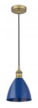 Innovations Lighting 616-1P-BB-MBD-75-BL - Plymouth - 1 Light - 8 inch - Brushed Brass - Cord hung - Mini Pendant