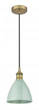 Innovations Lighting 616-1P-BB-MBD-75-SF - Plymouth - 1 Light - 8 inch - Brushed Brass - Cord hung - Mini Pendant