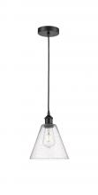 Innovations Lighting 616-1P-BK-GBC-84 - Berkshire - 1 Light - 8 inch - Matte Black - Cord hung - Mini Pendant