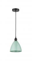 Innovations Lighting 616-1P-BK-MBD-75-SF-LED - Plymouth - 1 Light - 8 inch - Matte Black - Cord hung - Mini Pendant