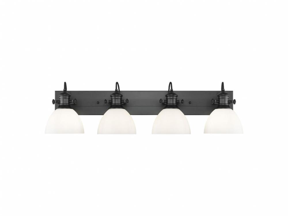 Hines 4-Light Vanity Light in Matte Black with Opal Glass