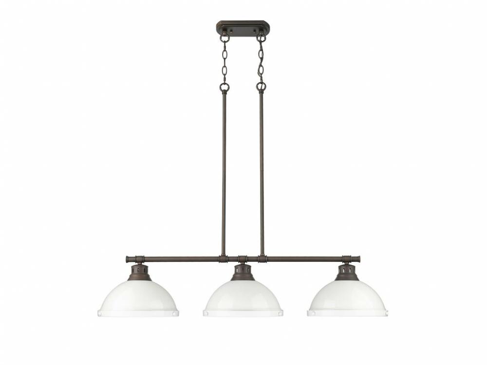 Duncan 3-Light Linear Pendant in Rubbed Bronze with White