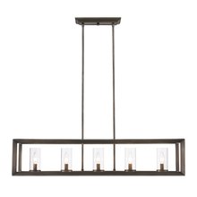 Golden 2073-LP GMT - Smyth 5 Light Linear Pendant in Gunmetal Bronze with Clear Glass