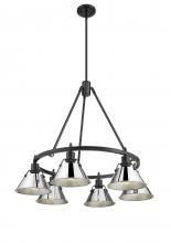 Golden 3306-6 BLK-CH - Orwell 6-Light Chandelier in Matte Black with Chrome