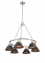 Golden 3306-6 PW-RBZ - Orwell 6-Light Chandelier in Pewter with Rubbed Bronze