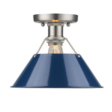 Golden 3306-FM PW-NVY - Orwell PW Flush Mount in Pewter with Matte Navy shade