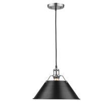 Golden 3306-L PW-BLK - Orwell PW Large Pendant - 14" in Pewter with Matte Black shade
