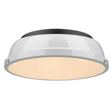 Golden 3602-14 BLK-WH - Duncan 14" Flush Mount in Matte Black with a White Shade