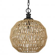 Golden 6933-M BLK-NR - Florence Medium Pendant in Matte Black with Natural Raphia Rope