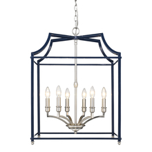 Golden 8401-6P PW-NVY - Leighton 6 Light Pendant