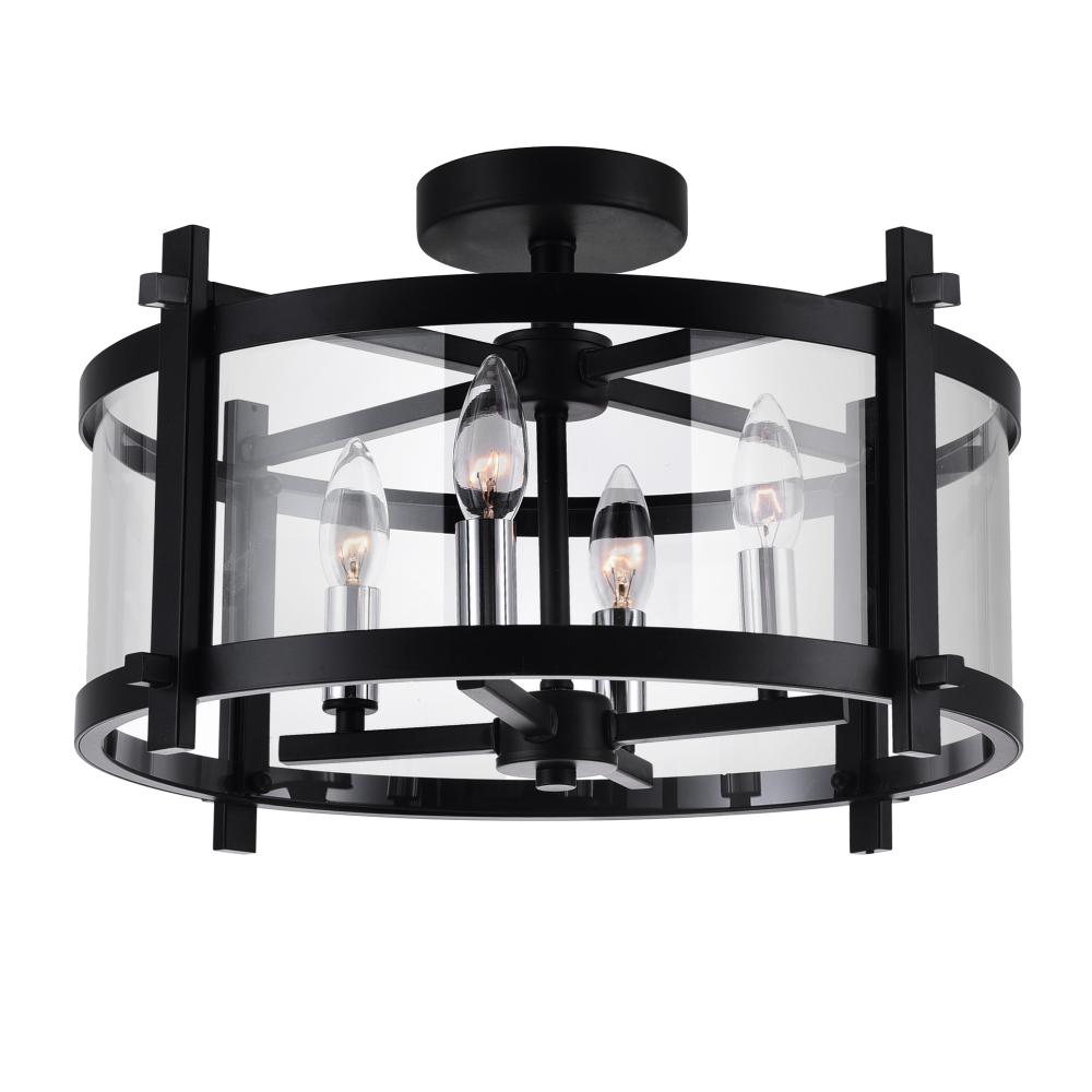 Miette 4 Light Cage Flush Mount With Black Finish