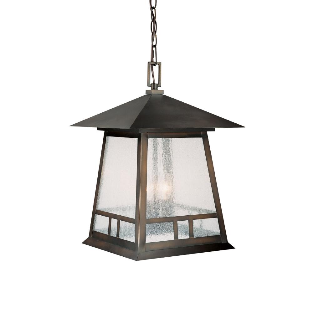 Three Light Burnished Bronze Hanging Lantern