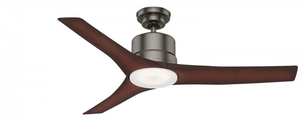 Casablanca 52 inch Piston Brushed Slate Damp Rated Ceiling Fan with LED Light Kit