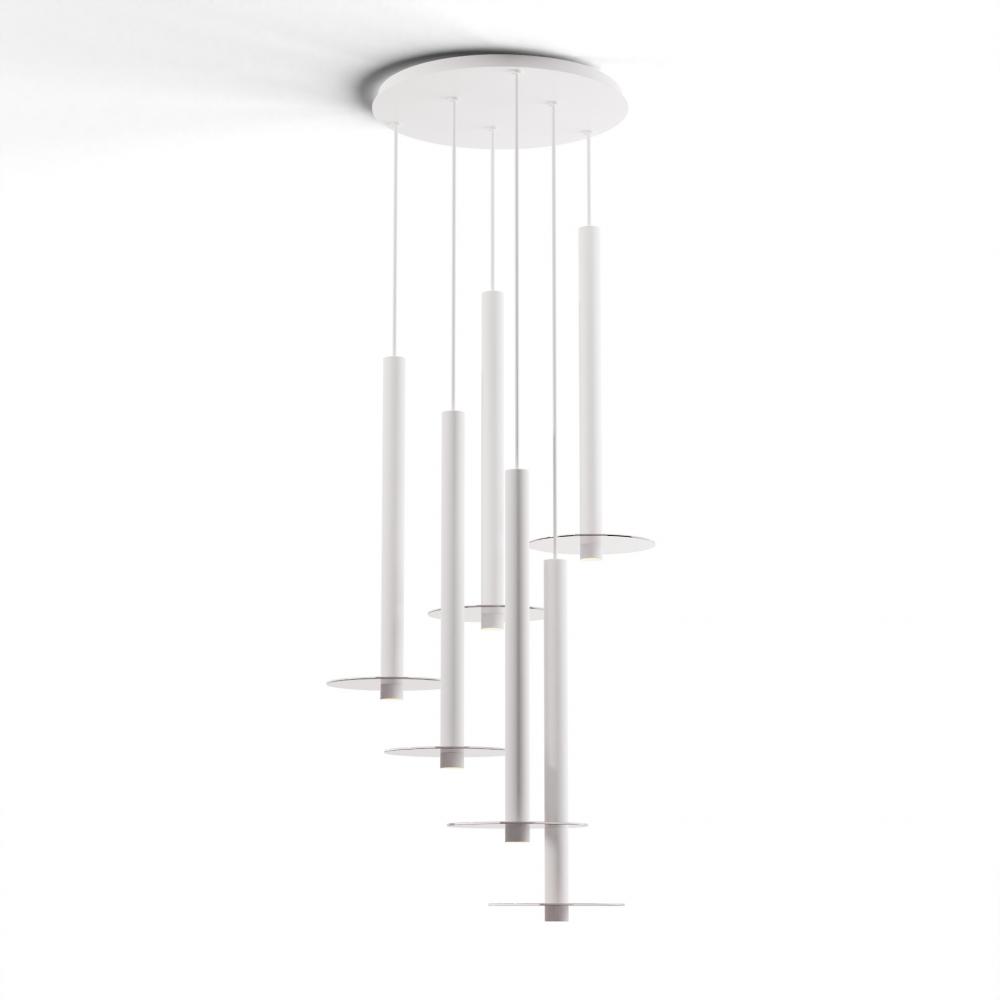 Combi Pendant 24" Circular 6 Combo Matte White with Matte White Canopy