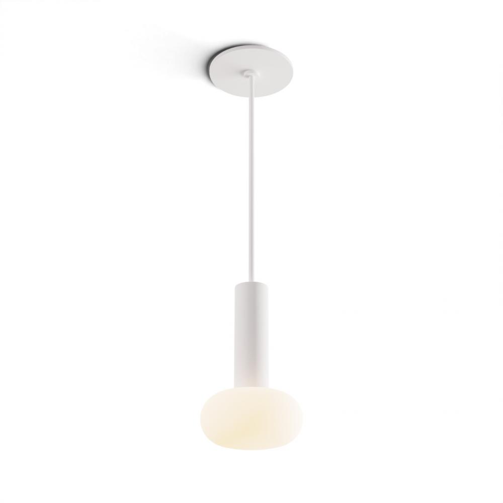 Combi Pendant 6" Single Unit Matte White with Matte White Canopy, Glass Ball attachment, Suspens