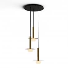 Koncept Inc CMP-C3-S-12-BRS+GTEA9+GLB - Combi Pendant 12" Circular 3 Combo Brass with Matte Black Canopy