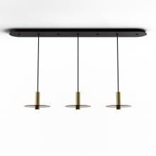 Koncept Inc CMP-L3-S-06-BRS+GTEA9 - Combi Pendant 6" Linear 3 Combo Brass with Matte Black Canopy, 9" glass plate (Tea Brown) at