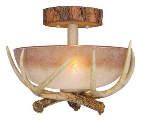 Lodge 12-in Antler Semi Flush Ceiling Light Noachian Stone