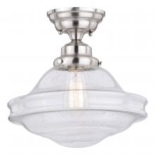 Vaxcel International C0197 - Huntley 12-in Semi Flush Ceiling Light Clear Glass Satin Nickel