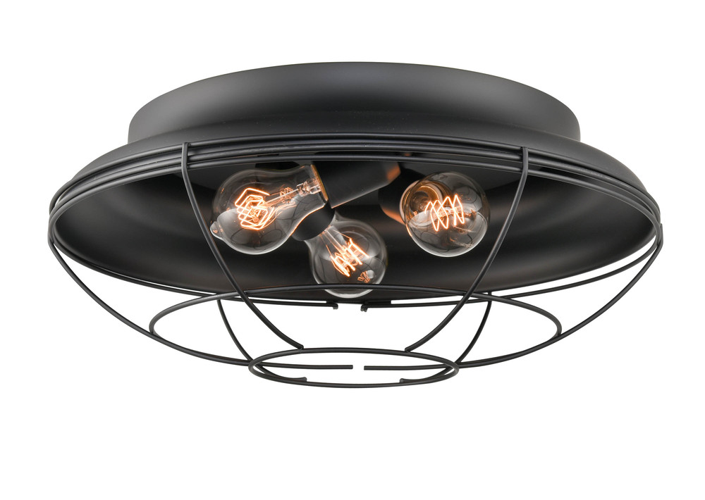 3-Light Outdoor Flush Mount Matte Black