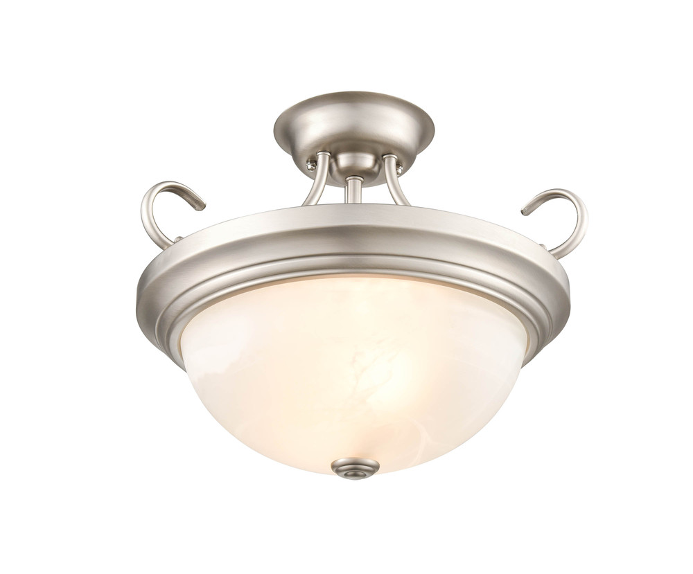 2-Light Semi-Flush Ceiling Mount Satin Nickel