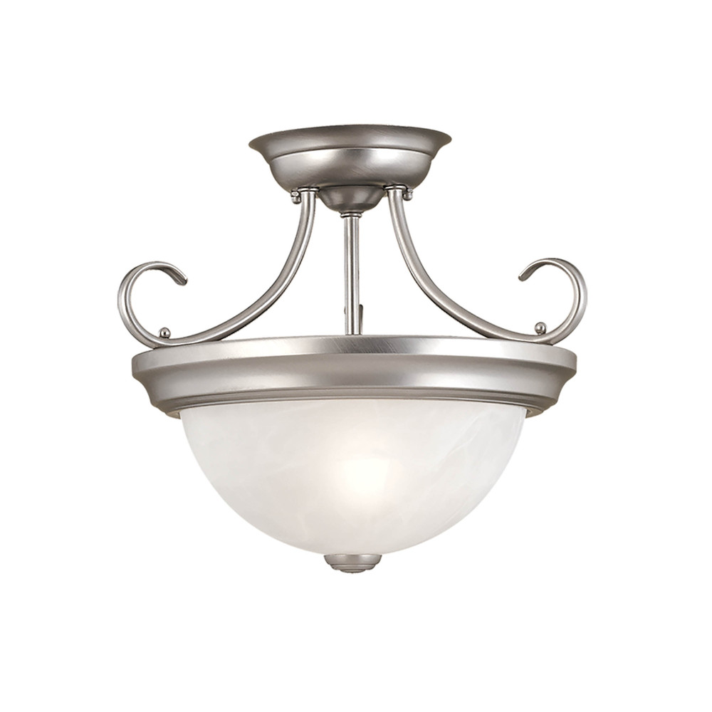 2-Light Semi-Flush Ceiling Mount Satin Nickel