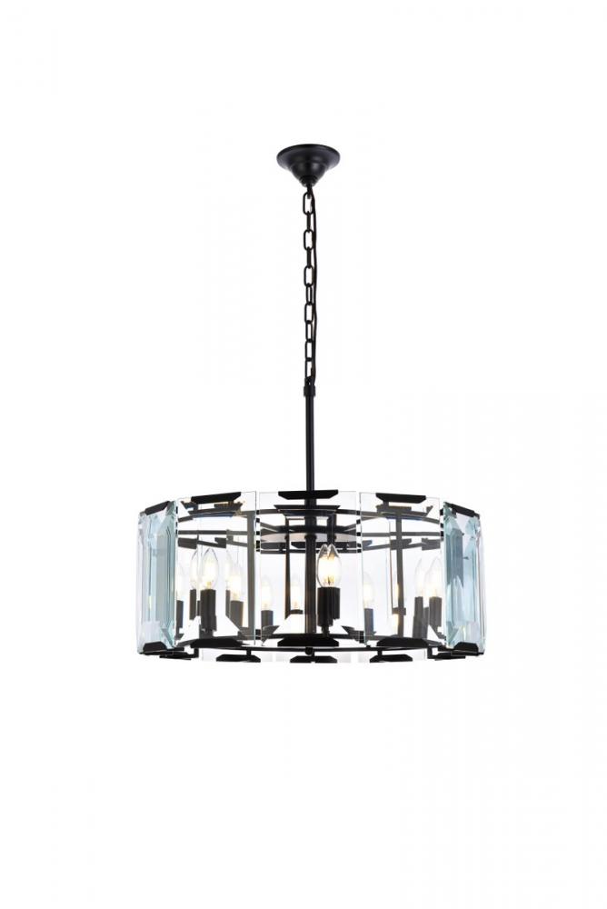 Monaco 6 Light Flat Black (Matte) Chandelier Clear Glass Crystal