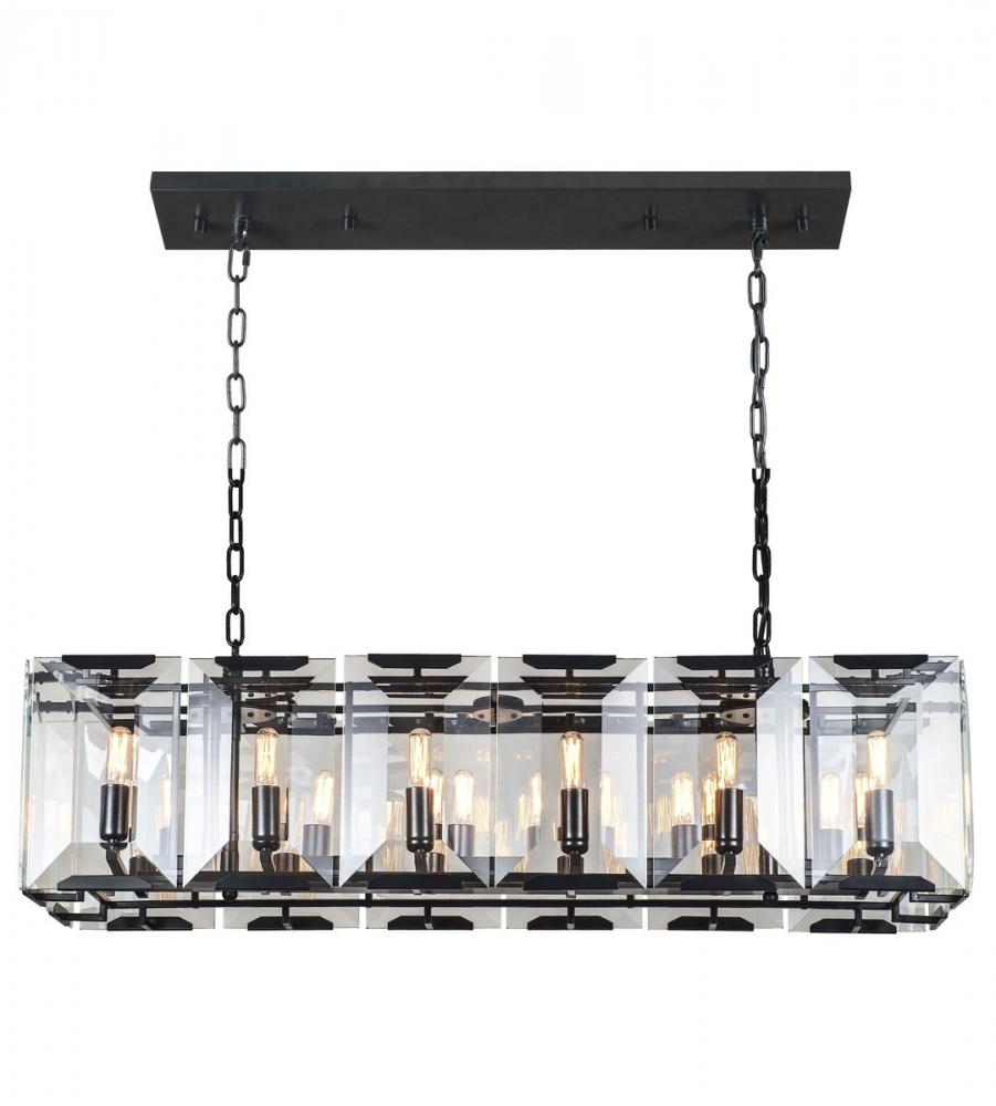 Monaco 12 Light Flat Black (Matte) Chandelier Clear Glass Crystal