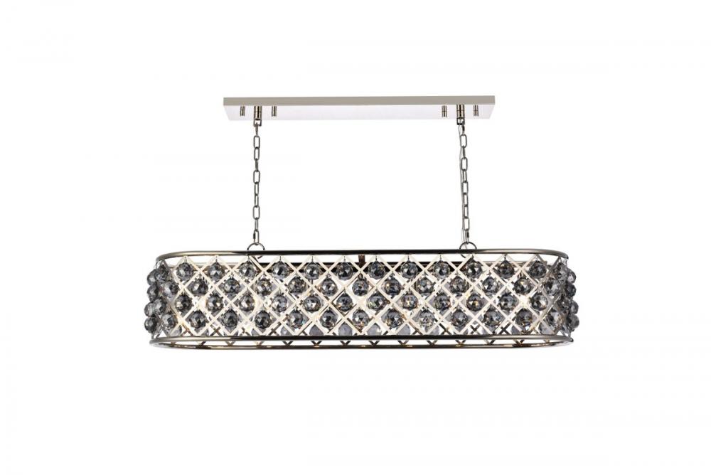 Madison 7 light polished Nickel Chandelier Silver Shade (Grey) Royal Cut Crystal