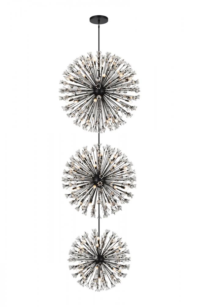 Vera 50 inch three tiers crystal starburst chandelier in black