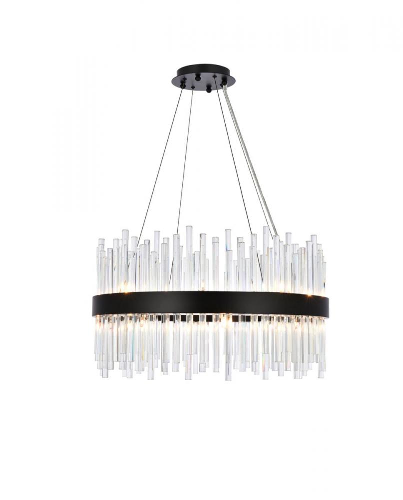 Dallas 25 Inch Round Crystal Pendant in Black